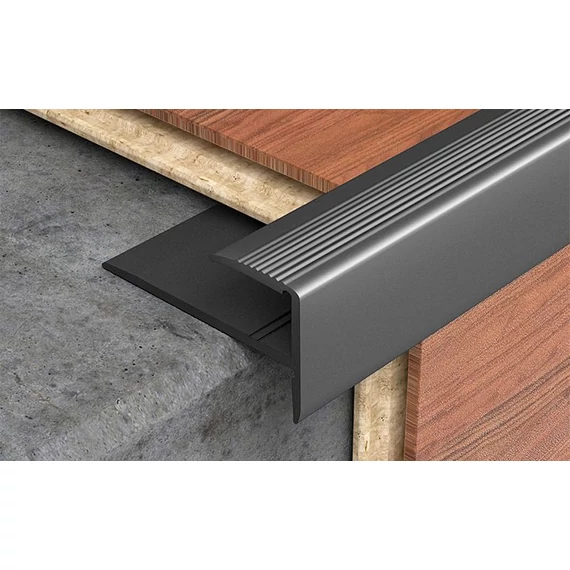 Lépcsőélvédő profil laminált padlóhoz 2700x16x23 mm, eloxált matt ezüst