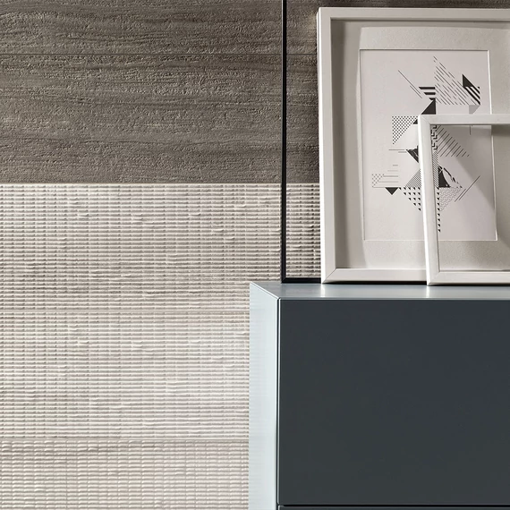 COEM Flow Pleated Light Grey Nat./Ret. burkolólap 20x120