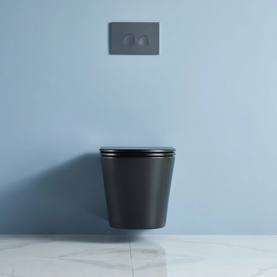 LUNART Argon fali WC tornádó öblítéssel, ülőkével, Matt Black