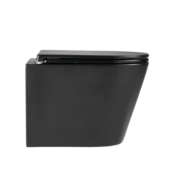 LUNART Argon fali WC tornádó öblítéssel, ülőkével, Matt Black
