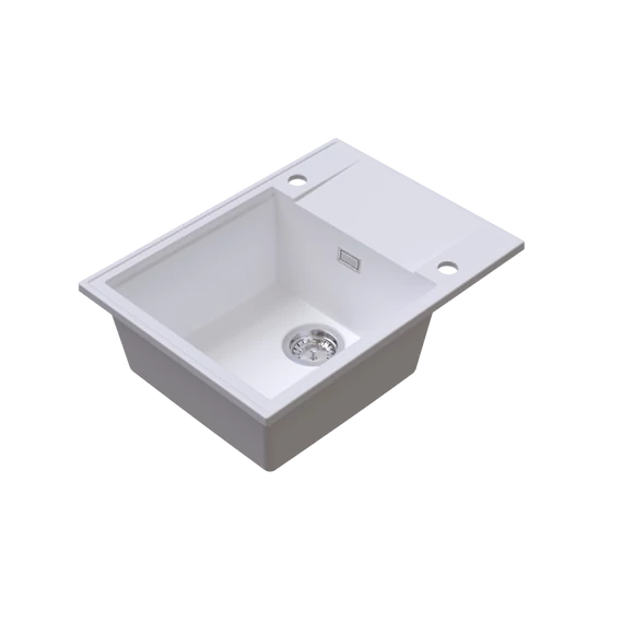 LUNART Lilu egymedencés gránit mosogató csepptálcával, White
