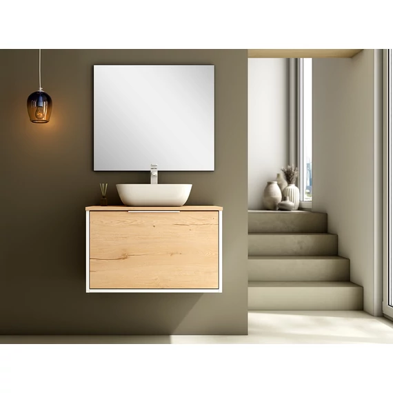 LUNART Uno 80 1 fiók + rejtett fiókos alsószekrény, White Oak