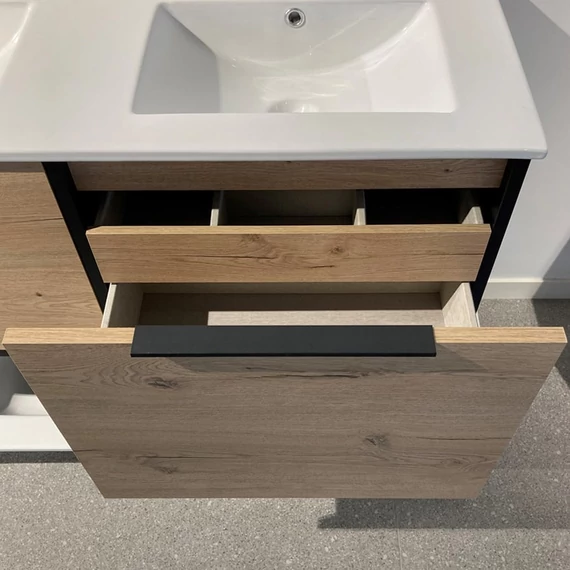 LUNART Uno 80 1 fiók + rejtett fiókos alsószekrény, White Oak