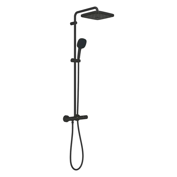 GROHE Tempesta Cube 250 thermosztátos zuhanyrendszer szögletes fejjel, Matt Black