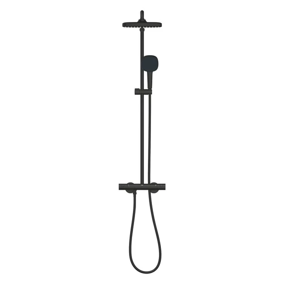GROHE Tempesta Cube 250 thermosztátos zuhanyrendszer szögletes fejjel, Matt Black