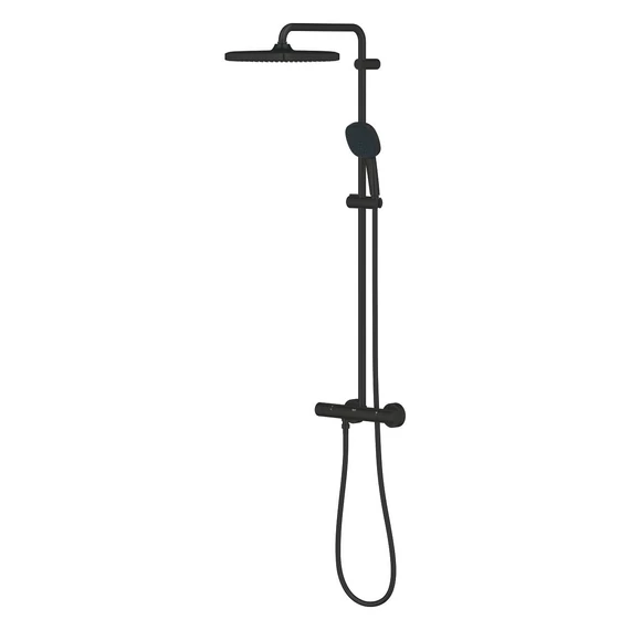GROHE Tempesta Cube 250 thermosztátos zuhanyrendszer szögletes fejjel, Matt Black