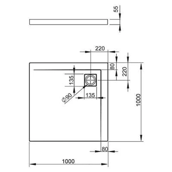 RADAWAY Argos C szögletes akril zuhanytálca szifonnal 90x90, fehér