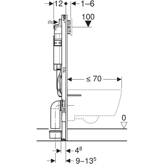 GEBERIT Duofix fali WC-szerelőelem, 112 cm, Sigma 12 cm-es falsík alatti öblítőtartállyal