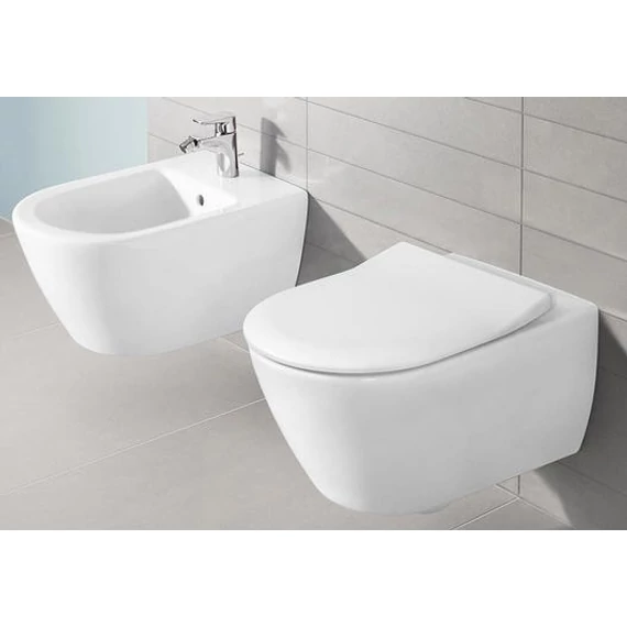 VILLEROY Subway 2.0 perem nélküli fali WC, mély öblítésű, Soft-Close ülőkével, 560x370, G. White Alp
