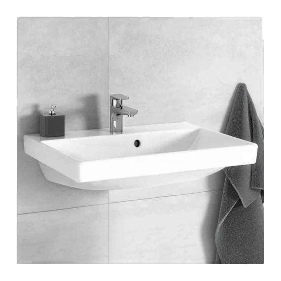 VILLEROY Avento szögletes mosdó 550x370, Glossy White Alpin