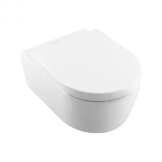 VILLEROY Avento perem nélküli fali WC, mély öblítésű, Soft-Close ülőkével, 530x370, Glossy White Alp