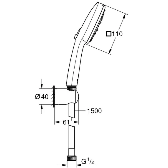 GROHE Tempesta Cube 110 fali tartós zuhanyszett 3 funkciós, Chrome