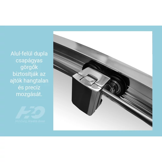 H2O Comfort A 80 negyedköríves zuhanykabin tolóajtóval, átlátszó üveggel, króm színű kerettel 80x80