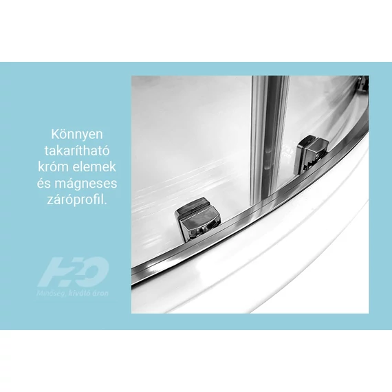 H2O Comfort A 80 negyedköríves zuhanykabin tolóajtóval, átlátszó üveggel, króm színű kerettel 80x80