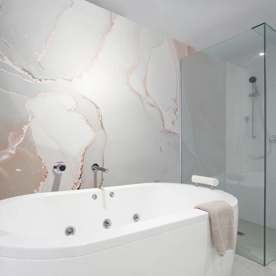 HB SPC/vinyl vízálló fali panel, Painted Marble Gray and Pink (2605 x 934 mm)