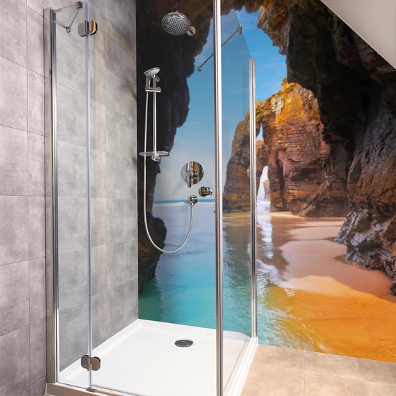 HB SPC/vinyl vízálló fali panel, Beach Cave (2605 x 934 mm)