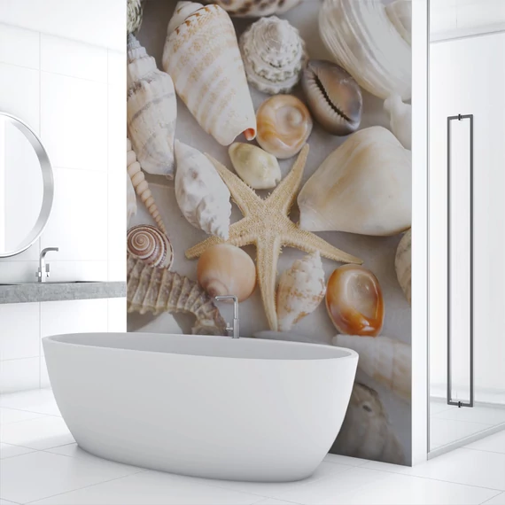 HB SPC/vinyl vízálló fali panel, Seashells and Starfish (2605 x 934 mm)