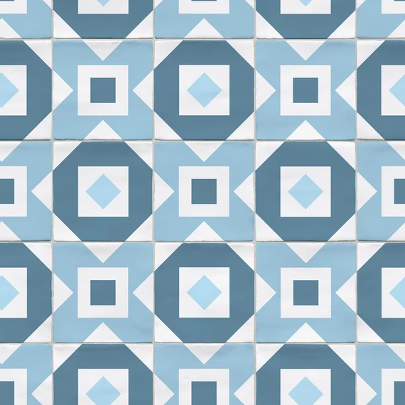 HB SPC/vinyl vízálló fali panel, Retro Tile Blue