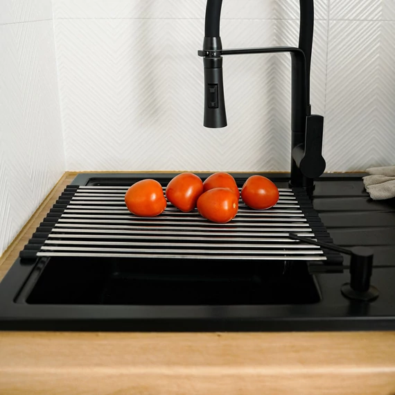 LUNART Edényszárító roll mat 360x250mm, Steel/Black