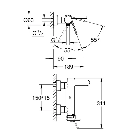 GROHE Plus egykaros kádtöltő csaptelep, Chrome