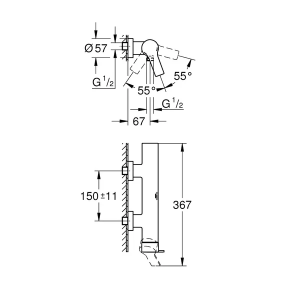 GROHE Allure egykaros zuhanycsaptelep, Supersteel