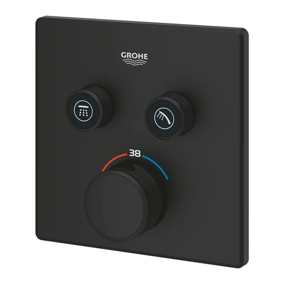GROHE Grohtherm SmartControl termosztátos falsík alatti szögletes zuhanycsaptelep, Phantom Black