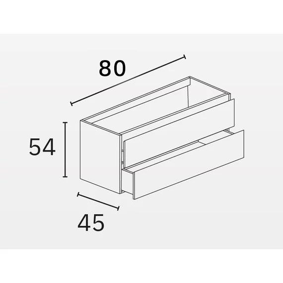 LUNART Breezer 80 2 fiókos alsószekrény, 81x45x55cm, Matt Blue