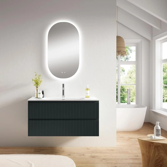 LUNART Breezer 80 2 fiókos alsószekrény, 81x45x55cm, Matt Black