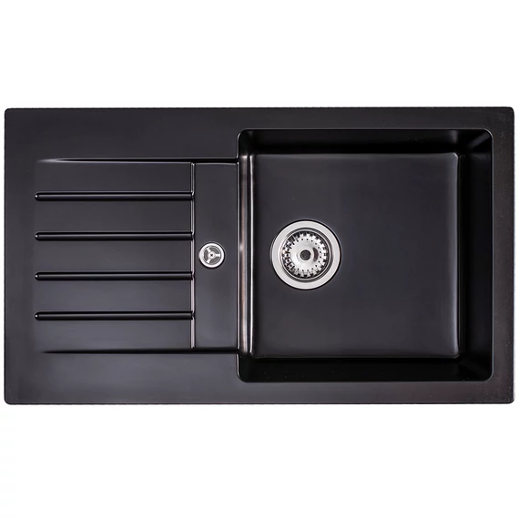 LUNART Lotti egymedencés gránit mosogató csepptálcával, Midnight Black
