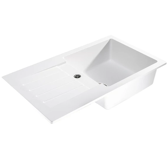 LUNART Lotti egymedencés gránit mosogató csepptálcával, White