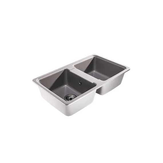 LUNART Nolen kétmedencés gránit mosogató, Light Grey