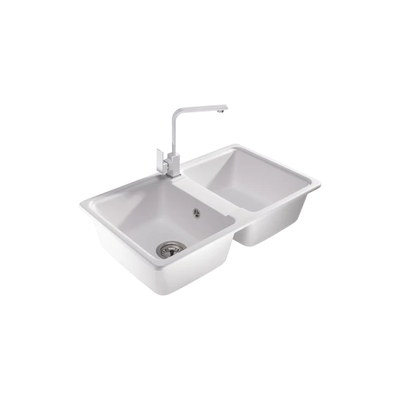 LUNART Nolen kétmedencés gránit mosogató, White