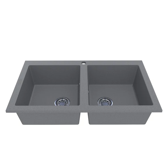 LUNART Charlotte kétmedencés gránit mosogató, Grey