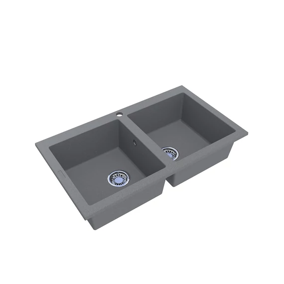 LUNART Charlotte kétmedencés gránit mosogató, Grey