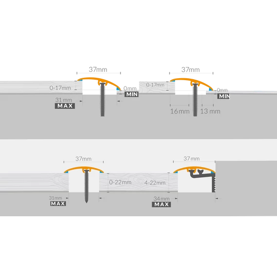 ARBITON CS37 szintkülönbséget áthidaló profil 25 Snow Oak 0,93 m