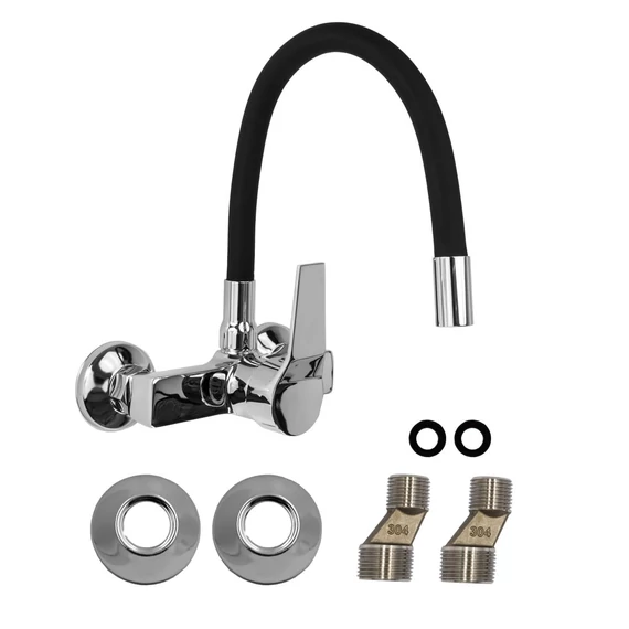 LUNART Pluto fali konyhai csaptelep, Black Chrome