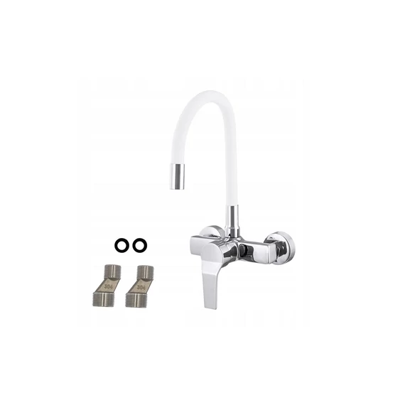 LUNART Pluto fali konyhai csaptelep, White Chrome