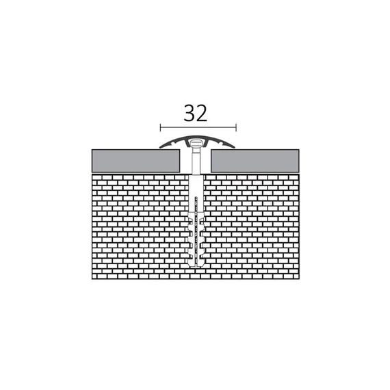 Rejtett rögzítésű “lencse” profil 2700x32 mm, eloxált matt ezüst