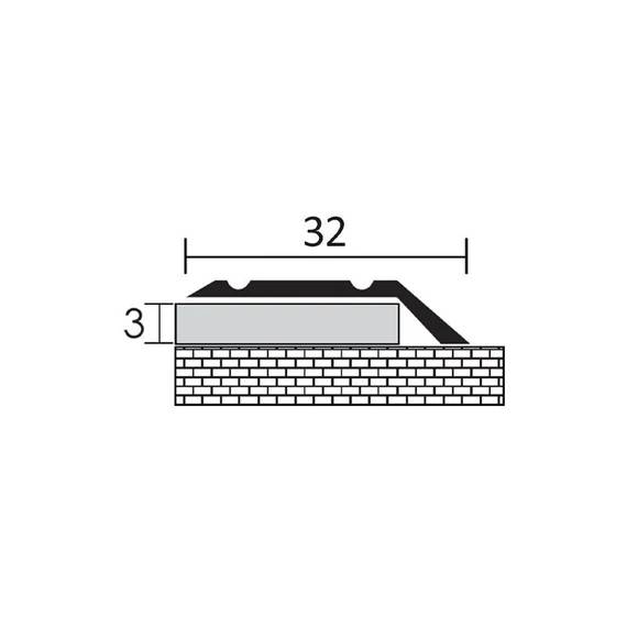 Öntapadós szintváltó profil 2700x32x3 mm, eloxált matt ezüst