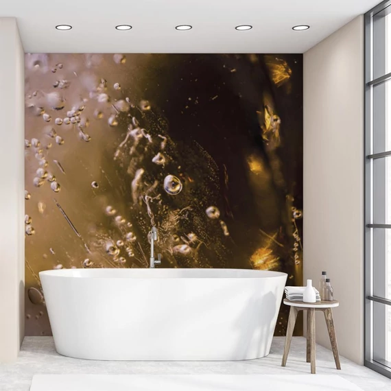 HDM SPC/vinyl vízálló fali panel, Flying Golden Drops (2605 x 2760 mm)