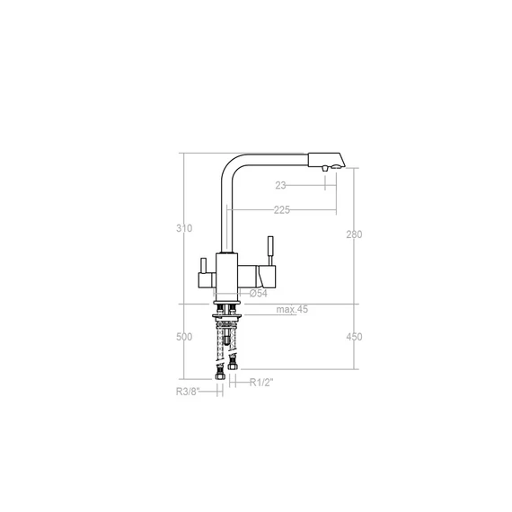 RamonSoler Pure Water L konyhai csaptelep, Chrome